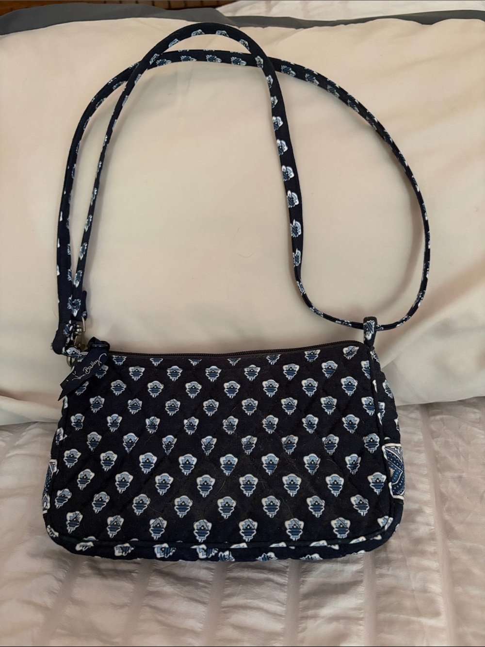 Vera Bradley Navy and Light Blue Quilted Crossbody (Retired pattern)